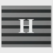 Einfache elegante Schwarz-Weiß-Streifen Monogramm Geschenkpapier (Flach)