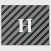 Einfache elegante Schwarz-Weiß-Streifen Monogramm Geschenkpapier (Flach)