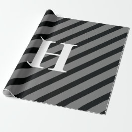 Einfache elegante Schwarz-Weiß-Streifen Monogramm Geschenkpapier