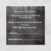 Einfache elegante Schwarz-Weiß-Tafel Empfehlungskarte (Rückseite)