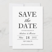 Einfache, elegante Schwarz-Weiß-Texte nur Hochzeit Save The Date (Vorderseite)