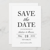 Einfache, elegante Schwarz-Weiß-Texte nur Hochzeit Save The Date (Vorne/Hinten)