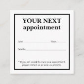 Einfache elegante Schwarz-weiße Beauty-Beauty-Kart Begleitkarte (Vorderseite)