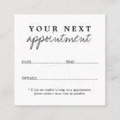 Einfache Elegante Schwarz-weiße Beauty Salon Terminkarte (Vorderseite)