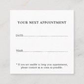 Einfache Elegante Schwarz-weiße Friseur Salon Erne Quadratische Visitenkarte (Rückseite)