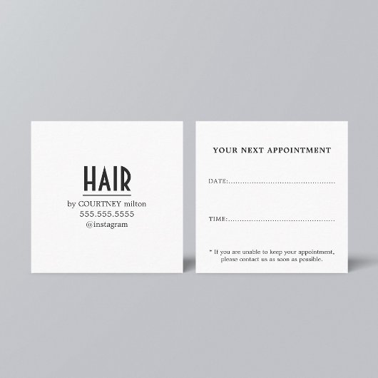 Einfache Elegante Schwarz-weiße Friseur Salon Erne Quadratische Visitenkarte