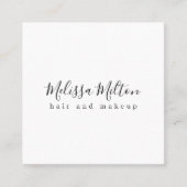 Einfache Elegante Schwarz-weiße Haare Makeup Schön Quadratische Visitenkarte (Vorderseite)
