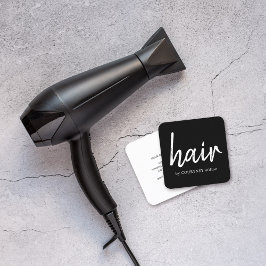 Einfache Elegante Schwarz-weiße Haarstylistin Quadratische Visitenkarte