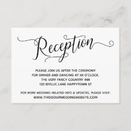 Einfache, elegante Schwarz-weiße Hochzeitsempfehlu Begleitkarte