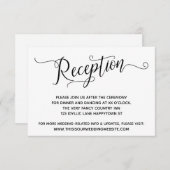 Einfache, elegante Schwarz-weiße Hochzeitsempfehlu Begleitkarte (Vorne/Hinten)