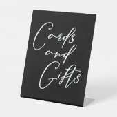 Einfache, elegante Schwarz-weiße Hochzeitskarten Sockelschild (Vorderseite)