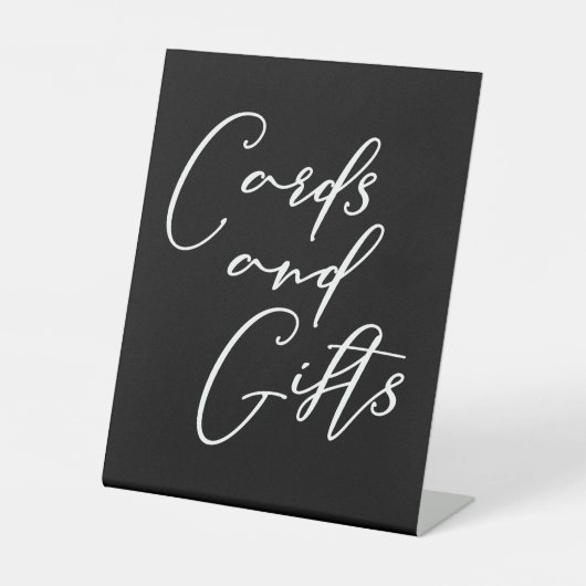 Einfache, elegante Schwarz-weiße Hochzeitskarten Sockelschild (Vorderseite)