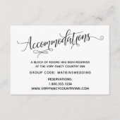 Einfache, elegante Schwarz-weiße Hochzeitsunterkün Begleitkarte (Vorderseite)