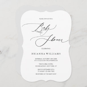 Einfache elegante Schwarz-weiße Kinderdusche Einladung