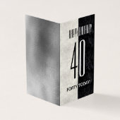 Einfache elegante schwarz-weiße Marmor 40. Geburts (Vorderseite)