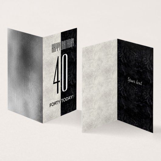 Einfache elegante schwarz-weiße Marmor 40. Geburts (Innenseite und Außenseite)