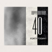 Einfache elegante schwarz-weiße Marmor 40. Geburts (Außenseite Aufgefaltet)