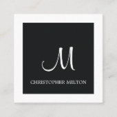 Einfache elegante Schwarz-weiße Monogram-Anwältin Quadratische Visitenkarte (Vorderseite)