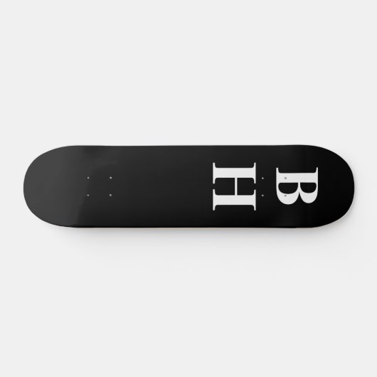 Einfache elegante Schwarz-weiße Monogram-Benutzerd Skateboard (Horizontal)