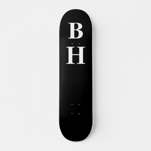Einfache elegante Schwarz-weiße Monogram-Benutzerd Skateboard (Vorne)