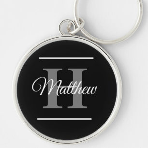 Einfache, elegante Schwarz-weiße Monogram fett Kla Schlüsselanhänger