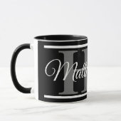 Einfache, elegante Schwarz-weiße Monogram fett Kla Tasse (Links)