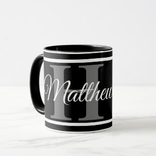 Einfache, elegante Schwarz-weiße Monogram fett Kla Tasse