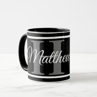 Einfache, elegante Schwarz-weiße Monogram fett Kla Tasse