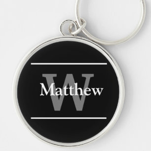 Einfache Elegante Schwarz-weiße Monogram Initial M Schlüsselanhänger