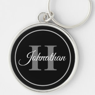 Einfache Elegante Schwarz-weiße Monogram Moderne I Schlüsselanhänger