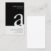 Einfache elegante Schwarz-weiße Monogram-Visitenka Visitenkarte (Vorne/Hinten)