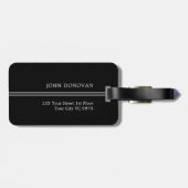 Einfache elegante Schwarz-weiße Monogramm-Gepäckma Gepäckanhänger (Rückseite horizontal)