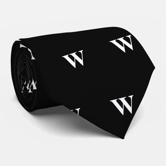 Einfache elegante Schwarz-weiße Monogramm Mit Mono Krawatte (Gerollt)