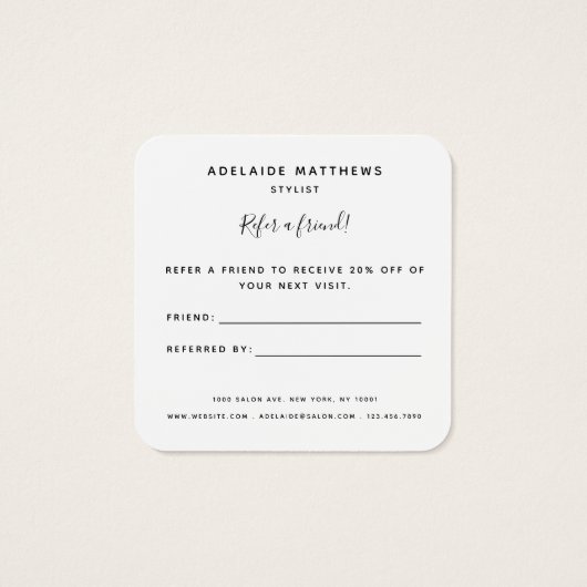 Einfache elegante Schwarz-weiße Monogramm-Referenz (Rückseite)