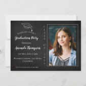 Einfache Elegante Schwarz-weiße Multi-Foto-Abschlu Einladung (Rückseite)