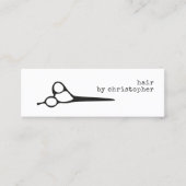 Einfache Elegante Schwarz-weiße Scherenhaarstilist Mini Visitenkarte (Vorderseite)