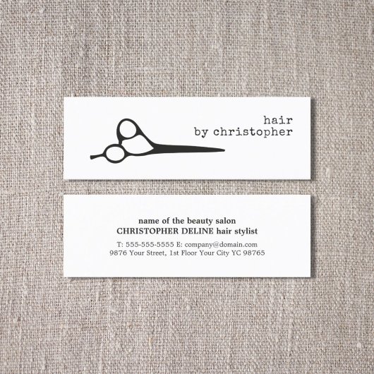 Einfache Elegante Schwarz-weiße Scherenhaarstilist Mini Visitenkarte