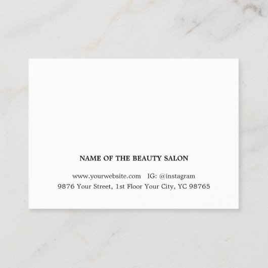 Einfache Elegante Schwarz-weiße Schönheit Terminkarte (Rückseite)