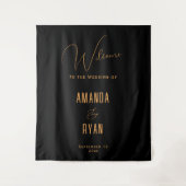 Einfache elegante Schwarze Begrüßungsskripte Wandteppich (Vorderseite)