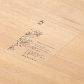 Einfache elegante Schwarze Blossom Blumenhochzeit Acryleinladungen (Ablage )