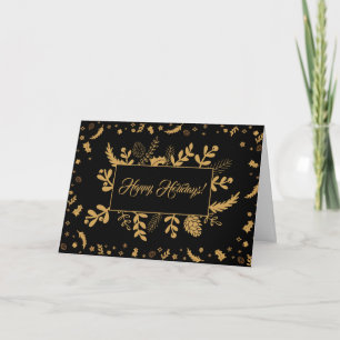 Einfache elegante schwarze Frohe Feiertage Weihnac Feiertagskarte