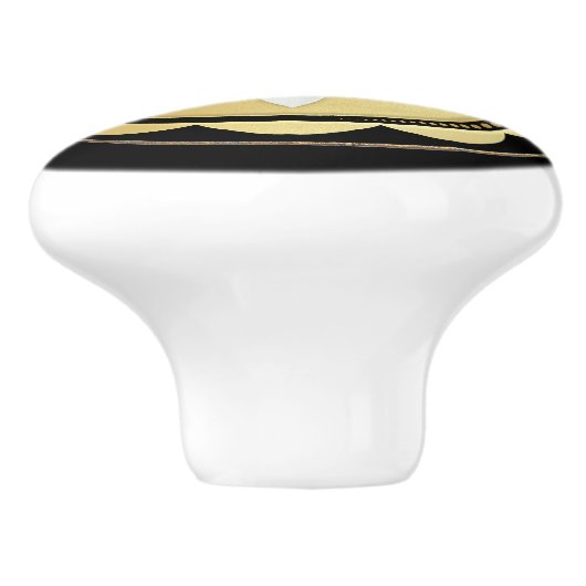 Einfache Elegante Schwarze Gold Keramikknauf (Seitenansicht)