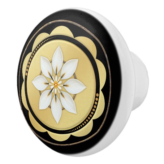 Einfache Elegante Schwarze Gold Keramikknauf (Rechts)