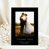 Einfache Elegante Schwarze Hochzeit Dankeskarte