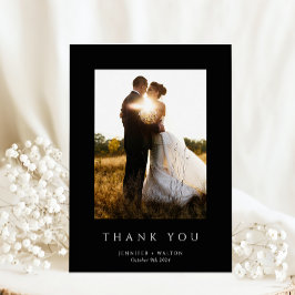 Einfache Elegante Schwarze Hochzeit Dankeskarte