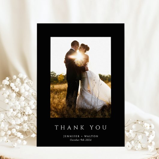 Einfache Elegante Schwarze Hochzeit Dankeskarte