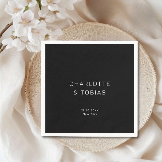 Einfache, elegante Schwarze Hochzeit Serviette