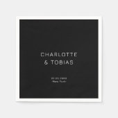 Einfache, elegante Schwarze Hochzeit Serviette (Vorderseite)