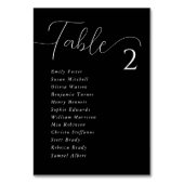 Einfache elegante schwarze Hochzeitskarten Tischnummer (Vorderseite)