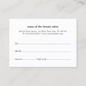 Einfache Elegante Schwarze Imitate Silbergeschenkg Rabattkarte (Rückseite)